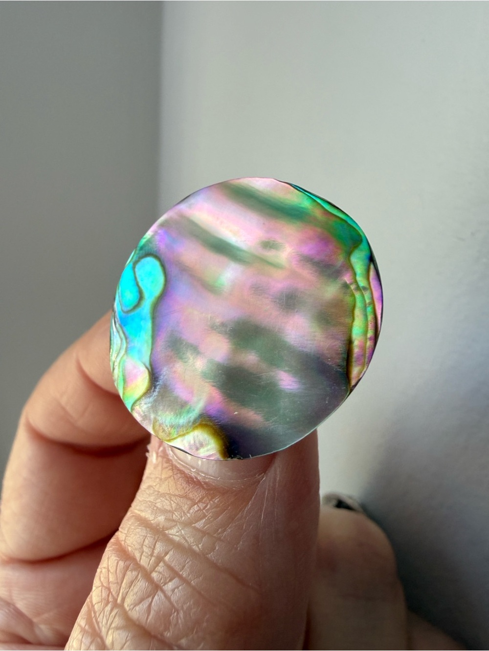 Iridescent Abalone Shell Round Statement brooch- Women Jewelry
